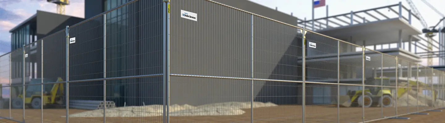 Temporary fencing at a construction site