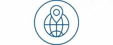 icône de globe et épingle de localisation