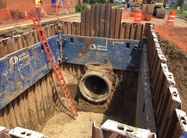 Système G3 avec palplanches sur un chantier