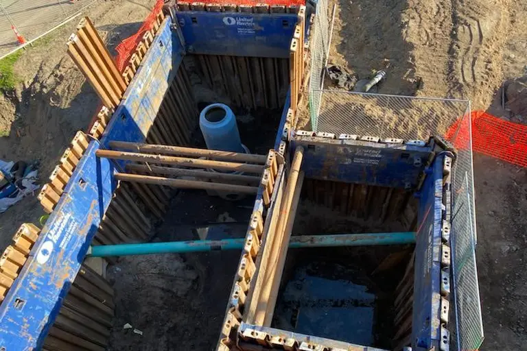 Système G3 avec palplanches sur un chantier