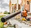 Souffleuse portative STIHL grise, orange et noir, essence