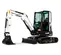 Black and white BOBCAT Mini Excavator with Reduced Tail Swing