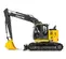 Yellow and black John Deere excavator