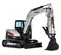 White Bobcat Mini Excavator with Reduced Tail Swing