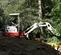 Red, white and gray TAKEUCHI 3,000-3,999 lb. Mini Excavator, Zero Tail Swing