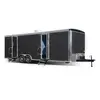 Black Satellite 15-station restroom trailer with doors open
