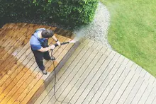 pressure washer on a deck