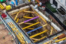 Contreventements installés à l’intérieur d’une tranchée