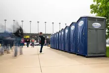 Porta potties at a sporting event
