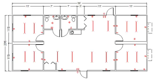 Bureau mobile avec plan pour deux toilettes