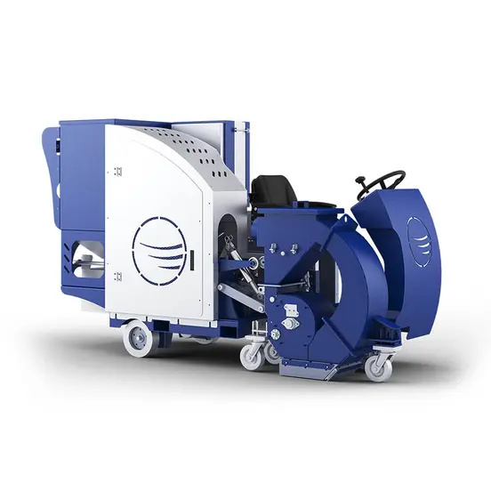 Grenailleuse autoportée Blastrac bleue et argentée de 25 cm