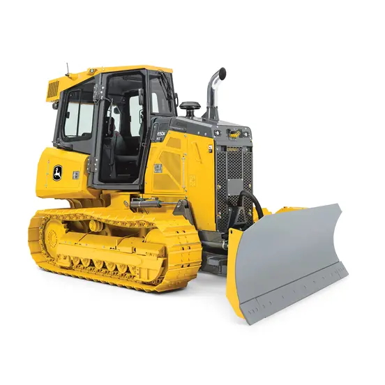 Bouteur John Deere jaune avec faible pression au sol 