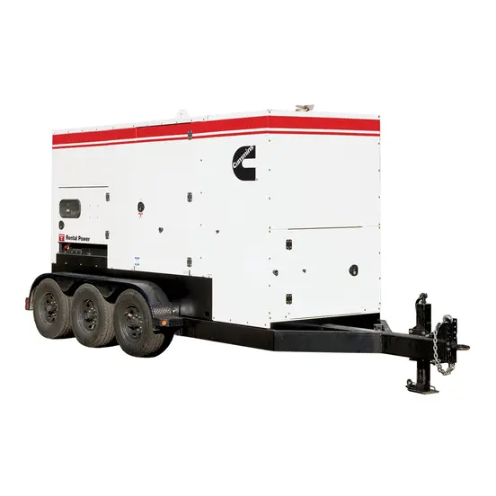 Génératrice remorquable CUMMINS blanche, noire et rouge, 300 à 320 kW, diesel de niveau 4
