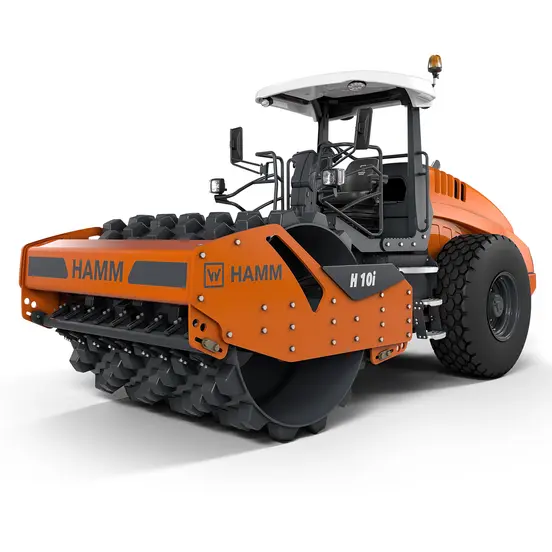 Hamm 203 à 226 cm orange et noir Rouleau vibratoire à simple tambour à pieds dameurs 27,5 tonnes