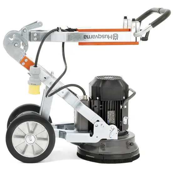 Rectifieuse à béton à conducteur accompagnant HUSQVARNA argent, orange et noire, une tête, électrique