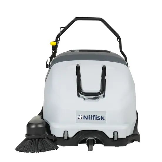 Balayeuse à conducteur accompagnant Nilfisk blanche et noire, 91 cm, essence