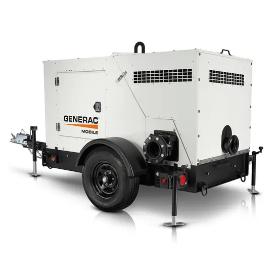 Pompe à vide assistée GENERAC blanche et noire, 10,2 cm, assourdie, diesel