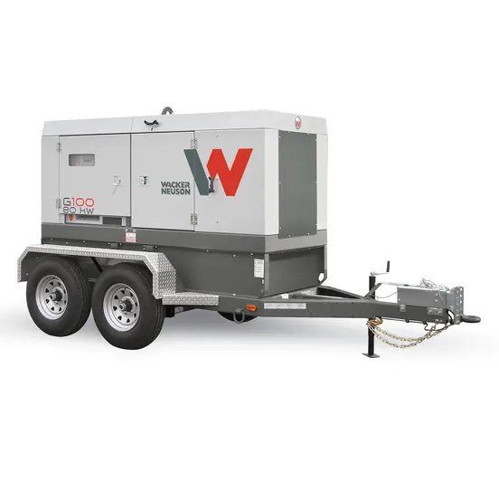 Génératrice remorquable de 80 kW WACKER grise, diesel de niveau 4