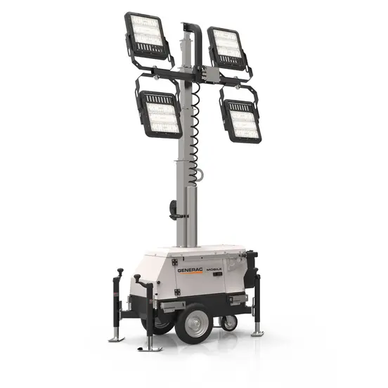 Tour d’éclairage à DEL GENERAC blanche, argent et noire, électrique