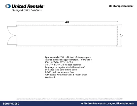 Conteneur de stockage Plan GENERIC 12 m x 2,4 m x 2,9 m Conteneur de stockage High Cube