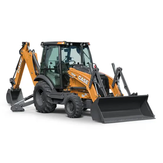 Orange and gray CASE 60-90 HP Backhoe Loader, 14 ft. profondeur de creusement