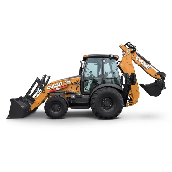 Orange and black CASE 90-105 HP Backhoe Loader, 14-16 ft. profondeur de creusement, Extendahoe