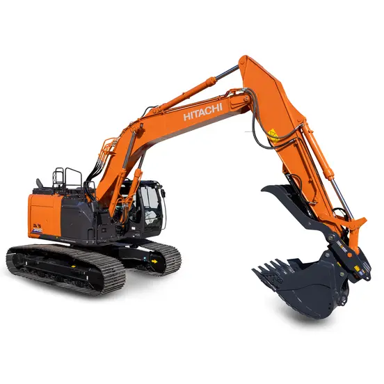 Orange Hitachi excavator