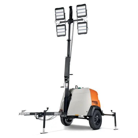 Tour d’éclairage remorquable GENERAC blanche, orange et noire (spécification signaleur DOT)