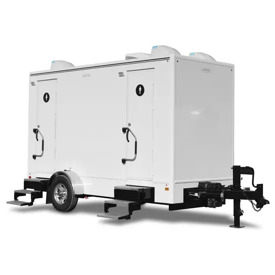 White Satellite 2-Station Restroom Trailer with 2 Sinks